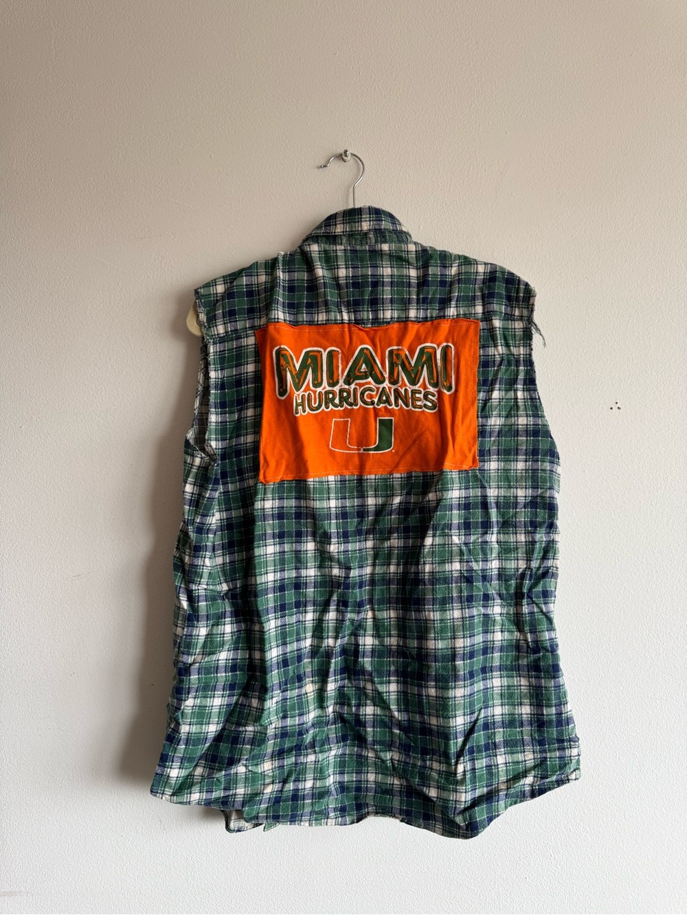 Miami Hurricanes Vintage Plaid Sleeveless Flannel